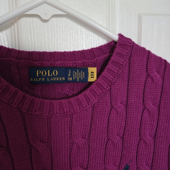 Polo Ralph Lauren Magenta Cable Knit Sweater - Picture 4 of 5